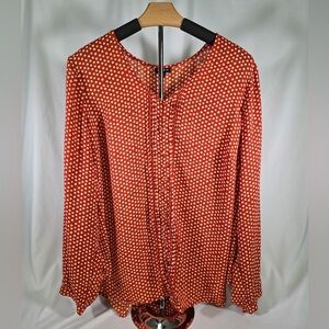 Torrid Georgette Top - Dark Orange with White Polka Dots - 2X